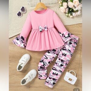 SHEIN Pink and Black Kids Camouflage Set